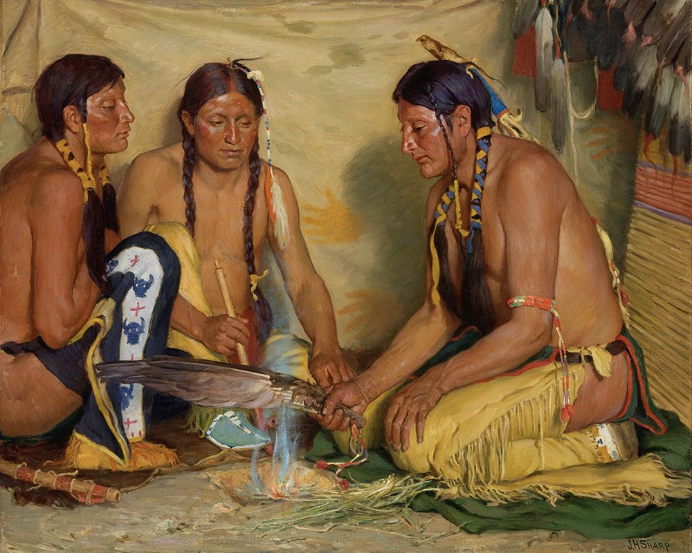 Making Sweet Grass Medicine art print by Joseph Henry Sharp for $57.95 CAD