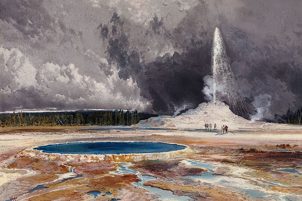 Castle Geyser, Yellowstone National Park art print by Thomas Moran for $57.95 CAD