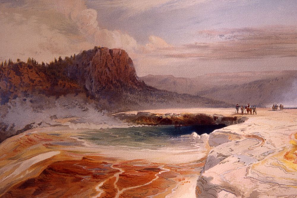 Great Blue Springs, Lower Geyser Basin art print by Thomas Moran for $57.95 CAD