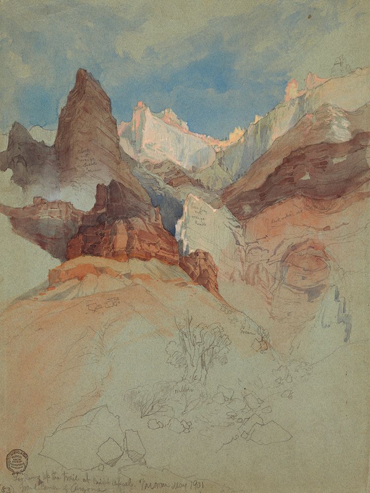 Looking up the Trail at Bright Angel art print by Thomas Moran for $57.95 CAD