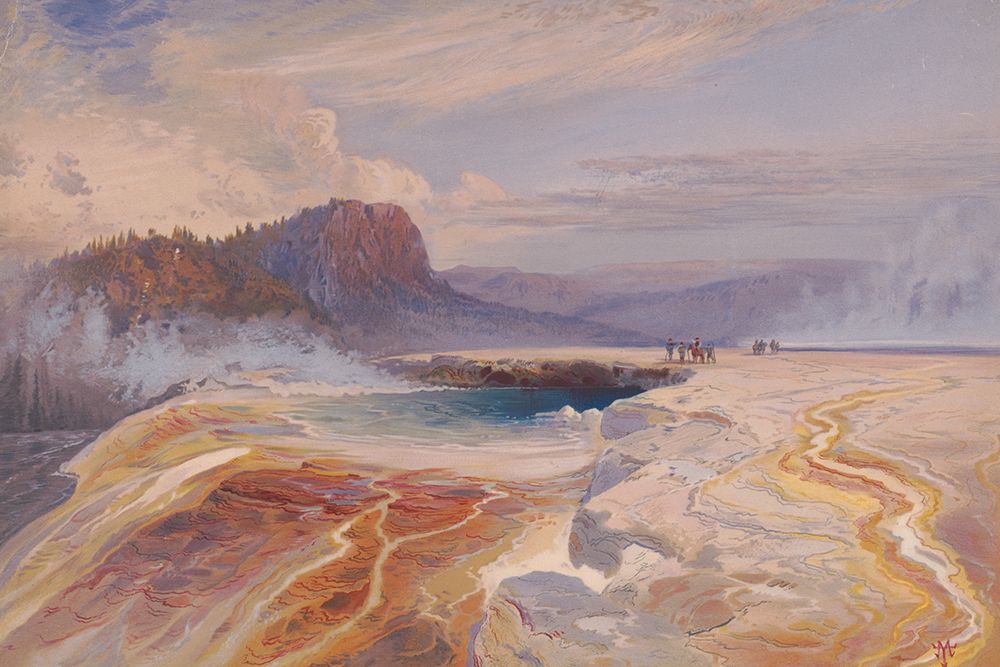 The Great Blue Spring of the Lower Geyser Basin art print by Thomas Moran for $57.95 CAD