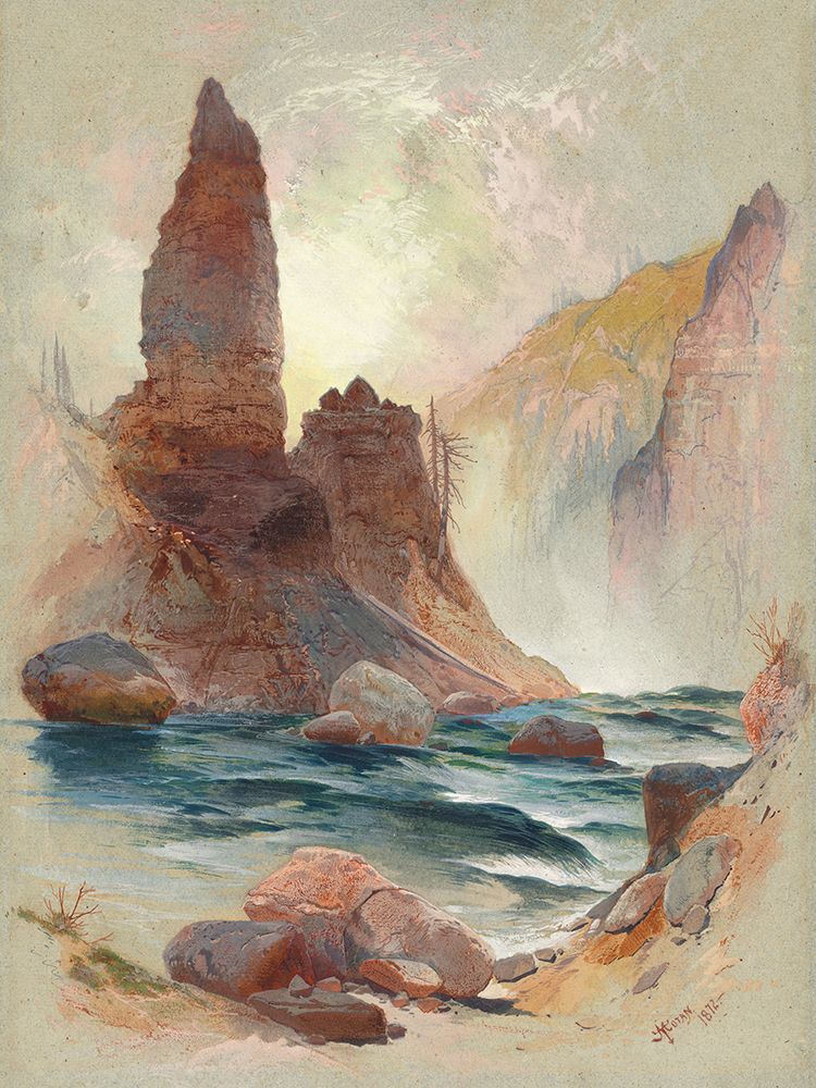 Tower at Tower Falls art print by Thomas Moran for $57.95 CAD