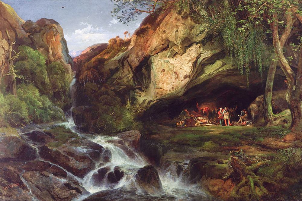 Salvator Rosa Sketching the Banditti art print by Thomas Moran for $57.95 CAD