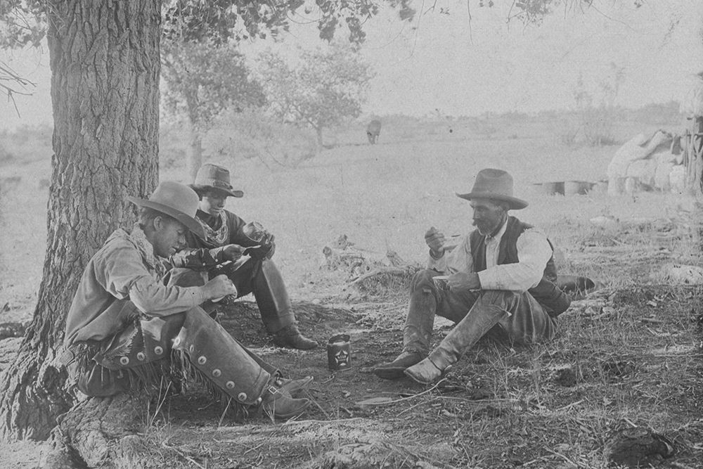 Cowboys Eating Tomatoes art print by Vintage Texas for $57.95 CAD