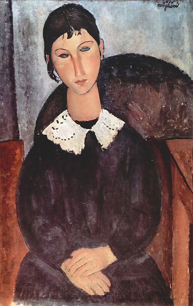 Elvira with a white collar 1918 art print by Amedeo Modigliani for $57.95 CAD