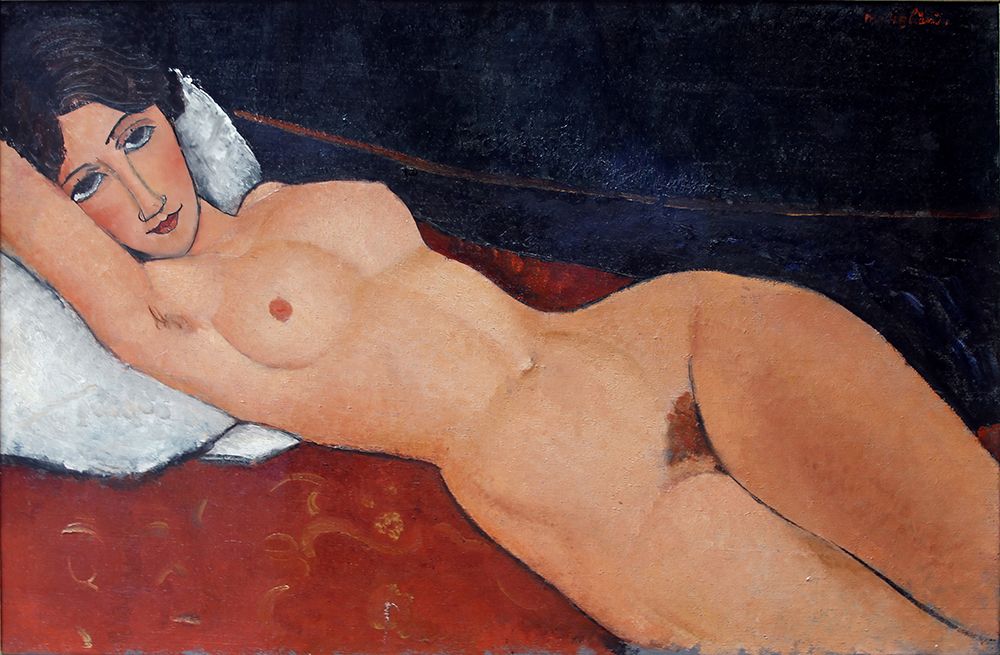 Female Nude Reclining on a White Pillow 1917 art print by Amedeo Modigliani for $57.95 CAD
