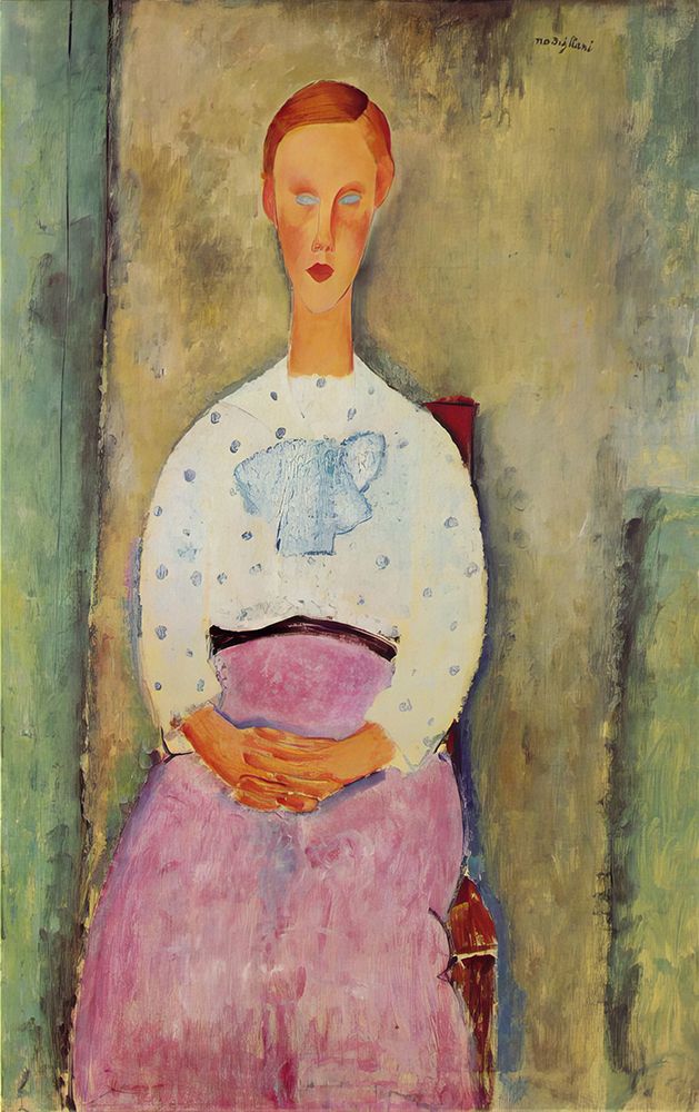 Girl with a Polka-Dot Blouse 1919 art print by Amedeo Modigliani for $57.95 CAD