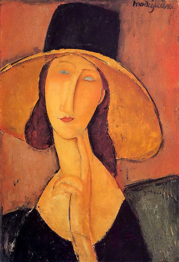 Jean Hebuterne with large hat 1918 art print by Amedeo Modigliani for $57.95 CAD