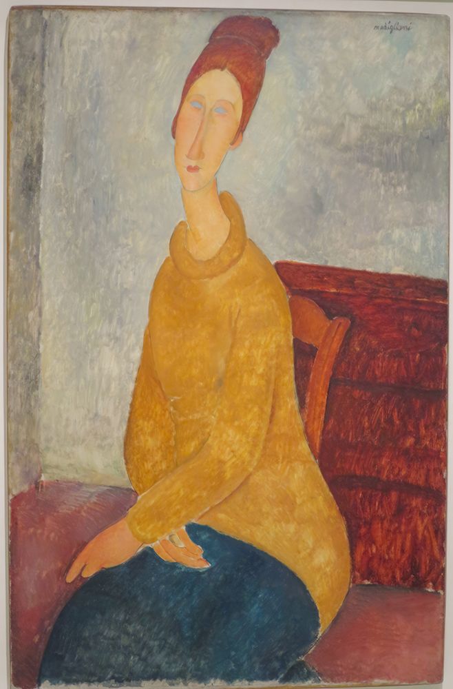 Jeanne Hebuterne in yellow sweater 1918 art print by Amedeo Modigliani for $57.95 CAD