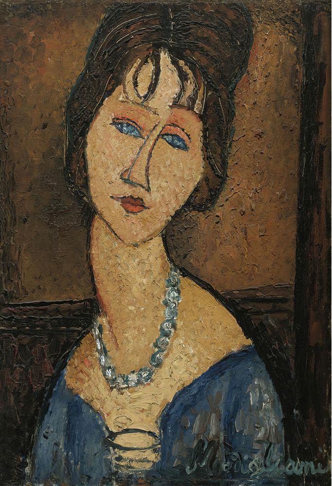 Jeanne Hebuterne with a necklace 1917 art print by Amedeo Modigliani for $57.95 CAD