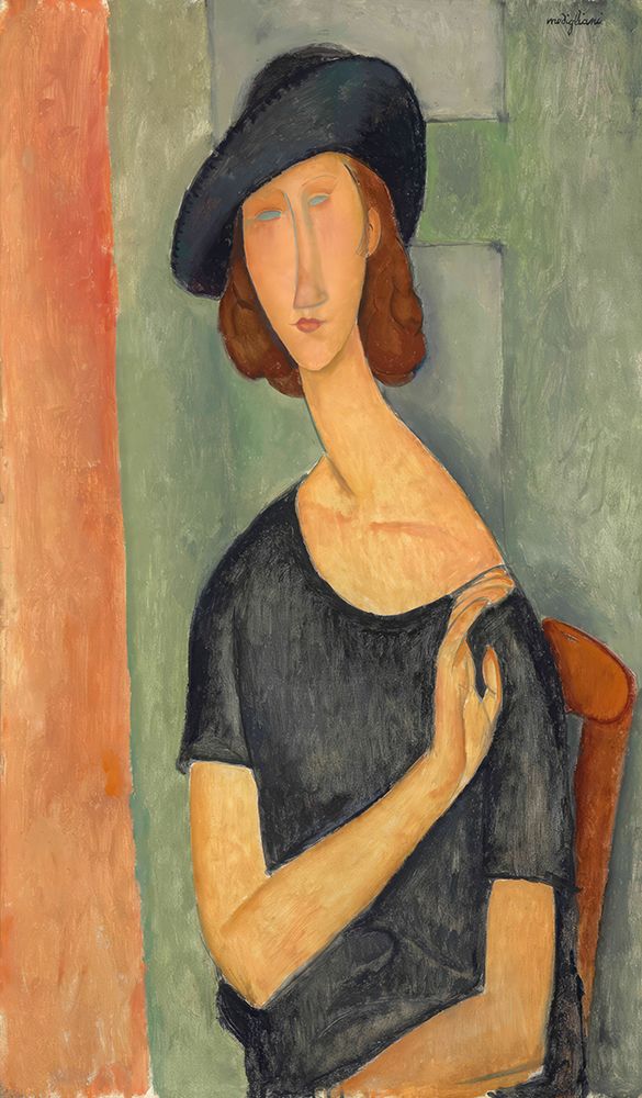 Jeanne Hebuterne with hat 1919 art print by Amedeo Modigliani for $57.95 CAD