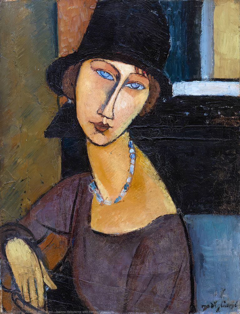 Jeanne Hebuterne with Hat and Necklace 1917 art print by Amedeo Modigliani for $57.95 CAD