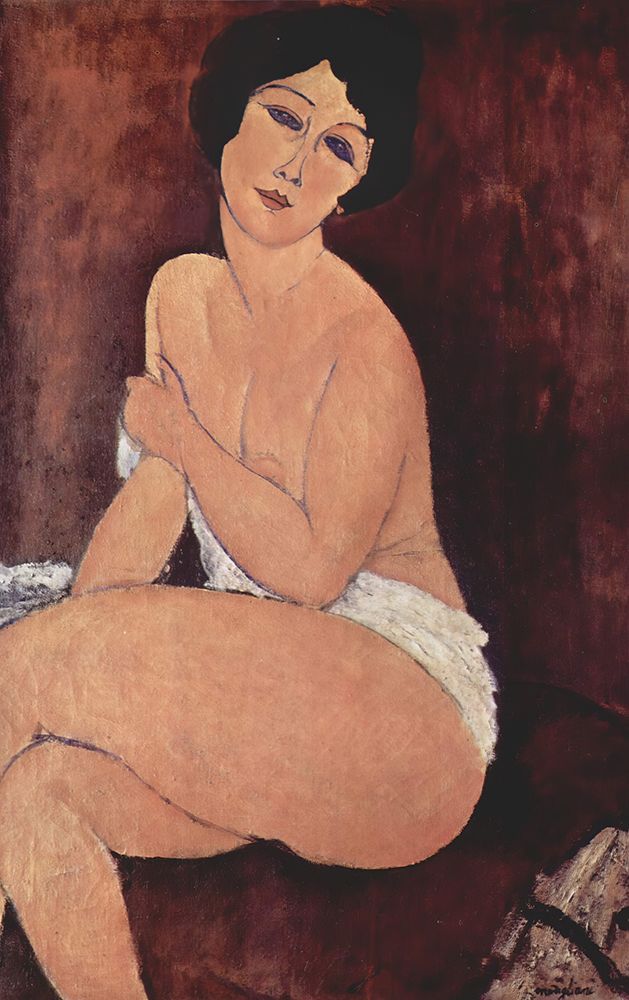 Nude Sitting on a Divan 1917 art print by Amedeo Modigliani for $57.95 CAD
