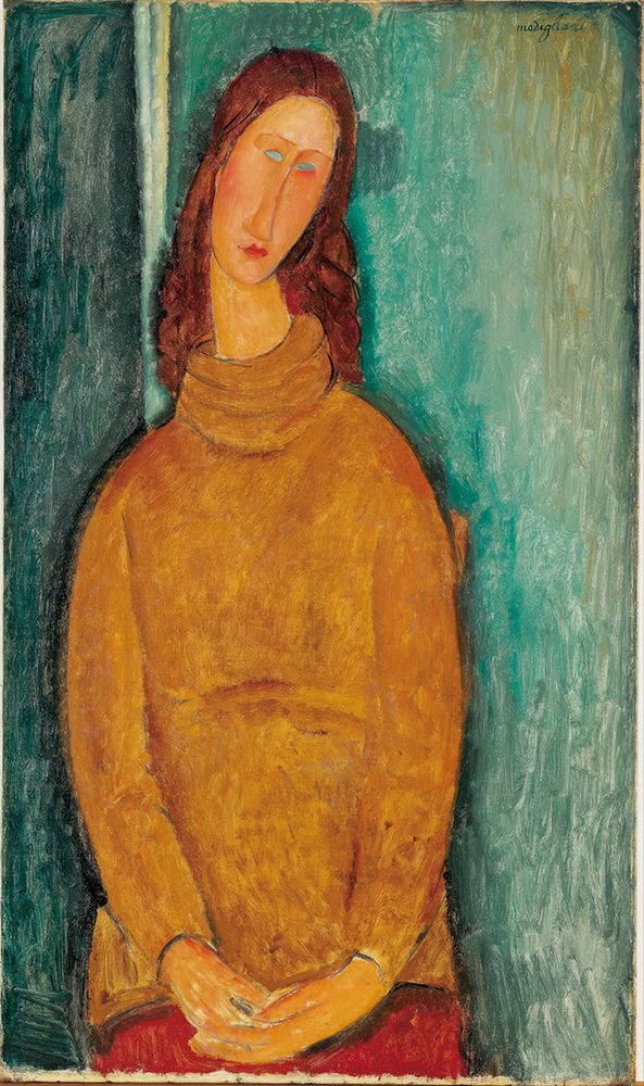 Portrait of Jeanne Hebuterne 1919 with Sweater art print by Amedeo Modigliani for $57.95 CAD
