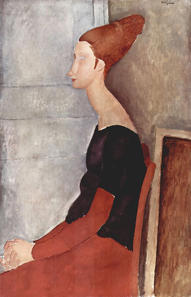 Portrait of Jeanne Hebuterne in Dark Clothes 1918 art print by Amedeo Modigliani for $57.95 CAD