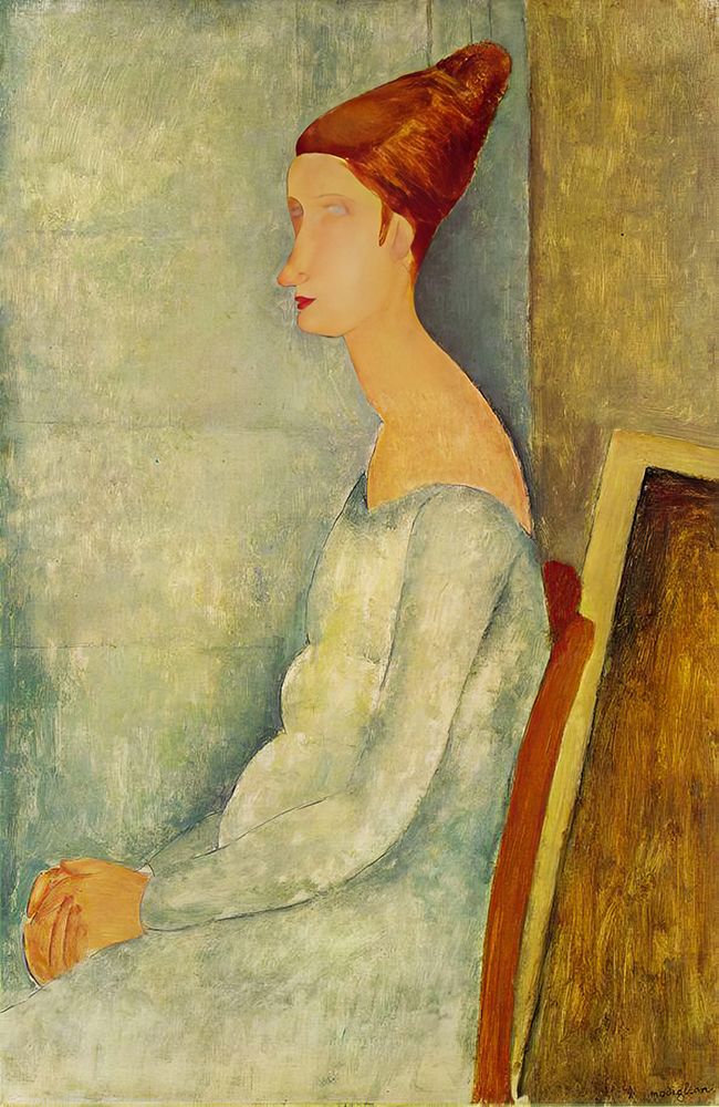 Portrait of Jeanne Hebuterne Side Profile 1918 art print by Amedeo Modigliani for $57.95 CAD