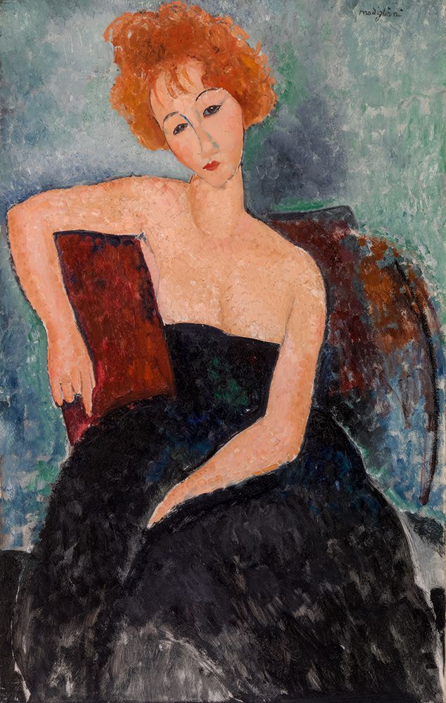 Redheaded Girl in Evening Dress 1918 art print by Amedeo Modigliani for $57.95 CAD