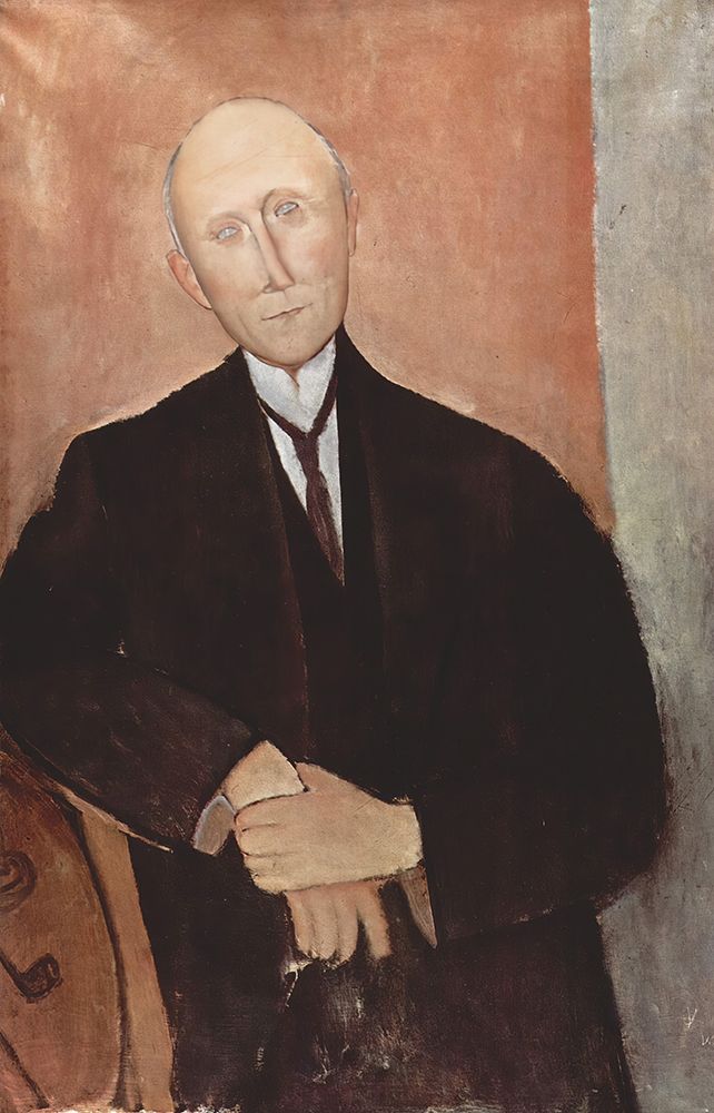 Seated Man against an Orange Background 1918 art print by Amedeo Modigliani for $57.95 CAD