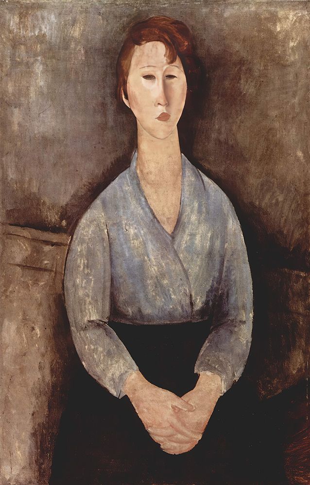 Seated Woman with a Blue Blouse 1919 art print by Amedeo Modigliani for $57.95 CAD
