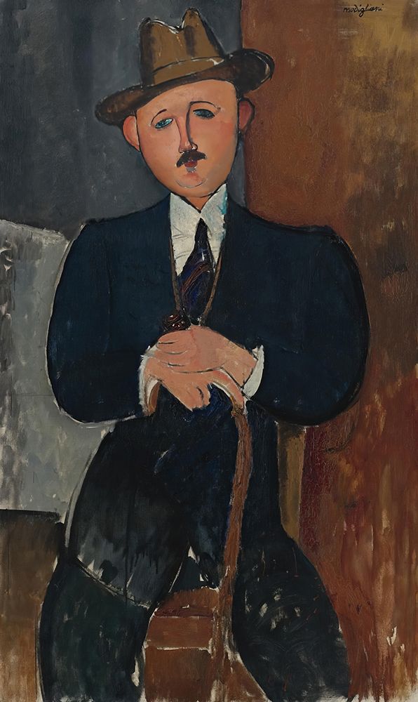 The Seated Man, Leaning on a Cane 1918 art print by Amedeo Modigliani for $57.95 CAD