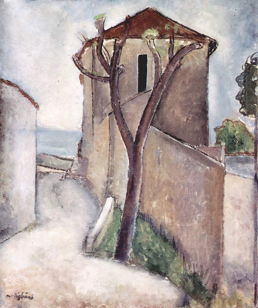 Tree and house 1919 art print by Amedeo Modigliani for $57.95 CAD