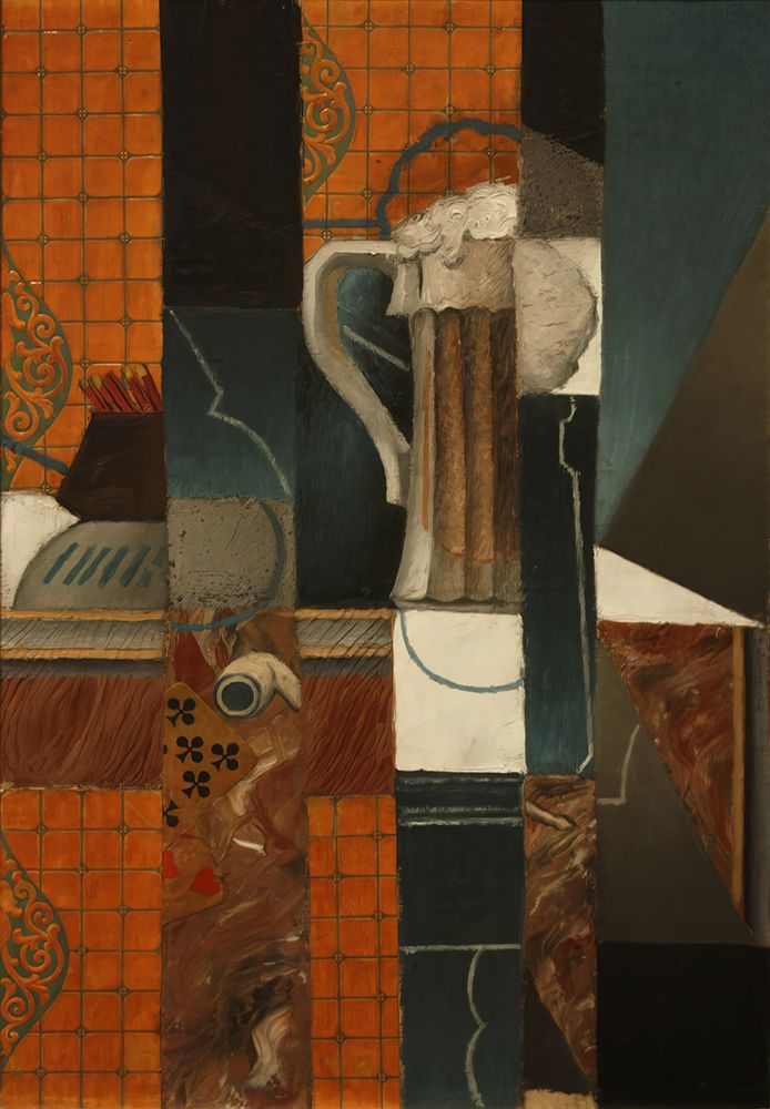 Playing Cards and Glass of Beer 1913 art print by Juan Gris for $57.95 CAD