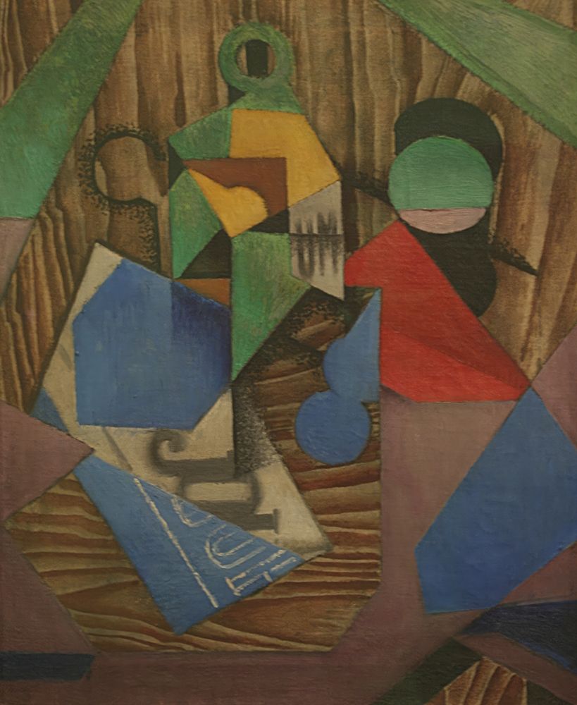 Bottle of Rum and Newspaper 1913 art print by Juan Gris for $57.95 CAD