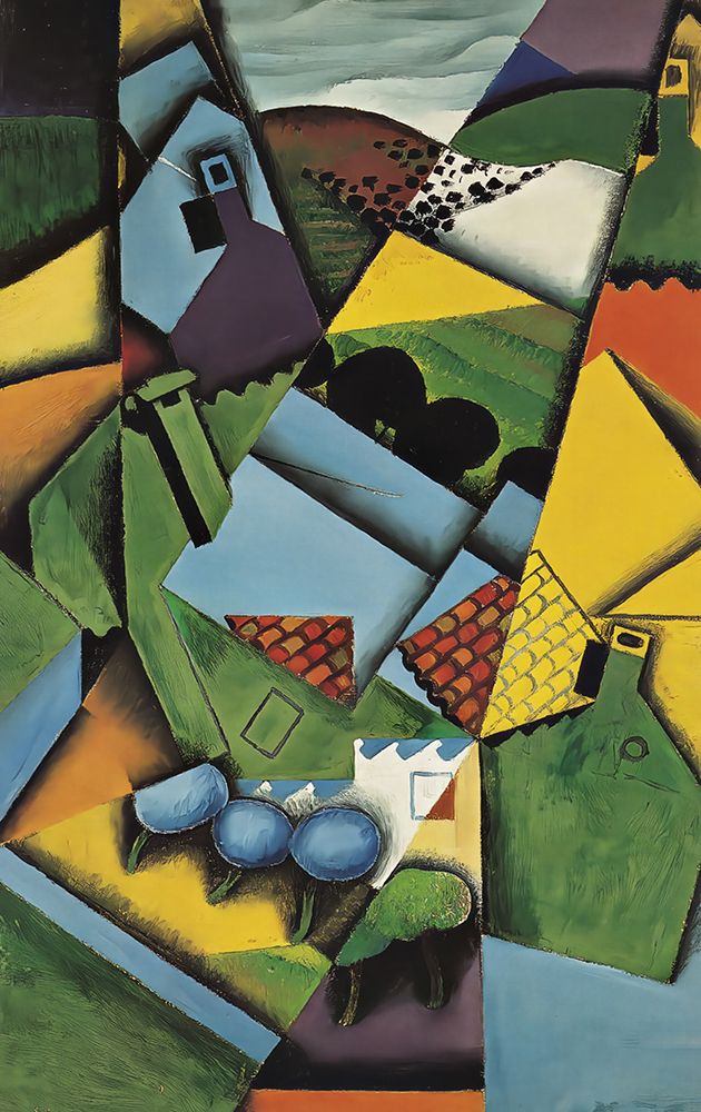 Landscape and houses in Ceret 1913 art print by Juan Gris for $57.95 CAD