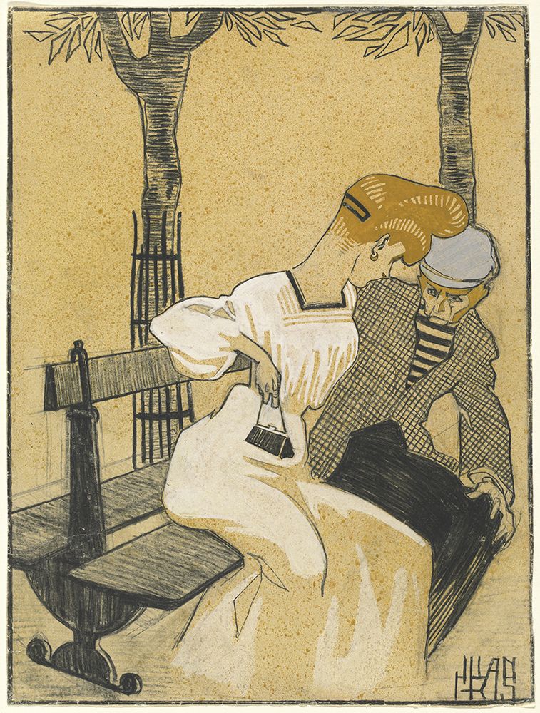 Man and Woman on Bench, 1908 art print by Juan Gris for $57.95 CAD
