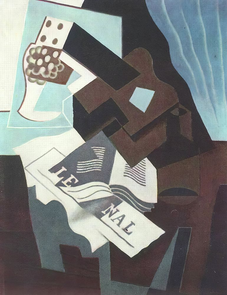 Still life with guitar, book and newspaper 1919 art print by Juan Gris for $57.95 CAD