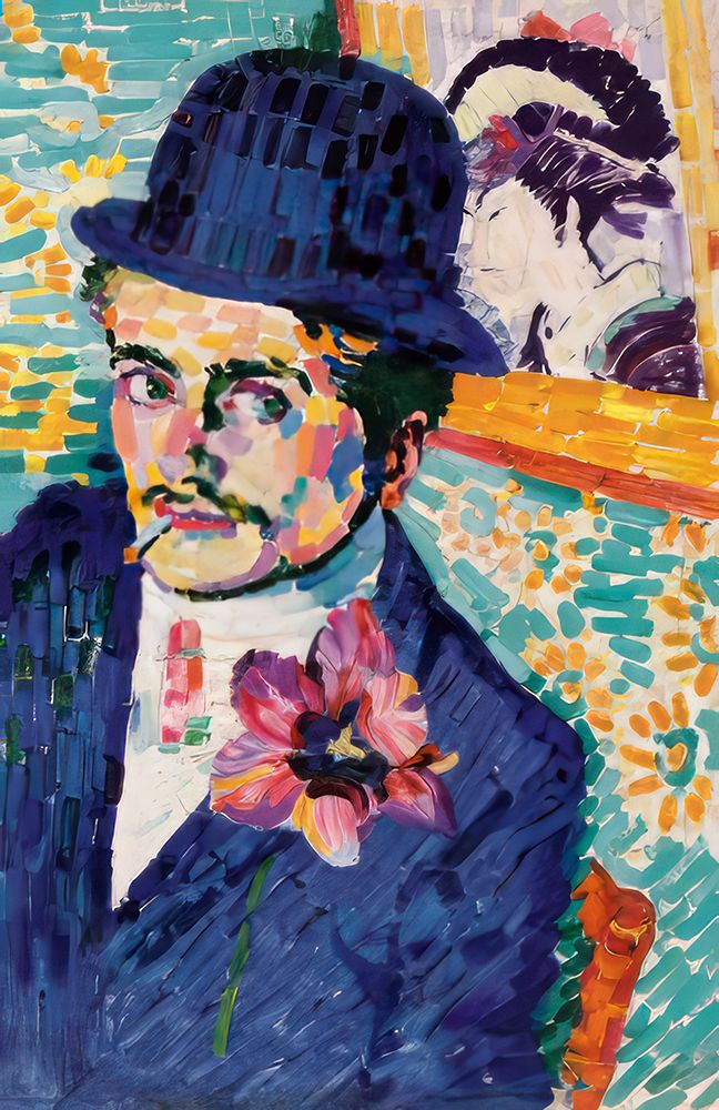 Portrait of Jean Metzinger with Tulip 1906 art print by Robert Delauney for $57.95 CAD