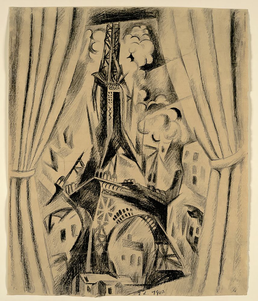 The Eiffel Tower and Curtain 1910 art print by Robert Delauney for $57.95 CAD