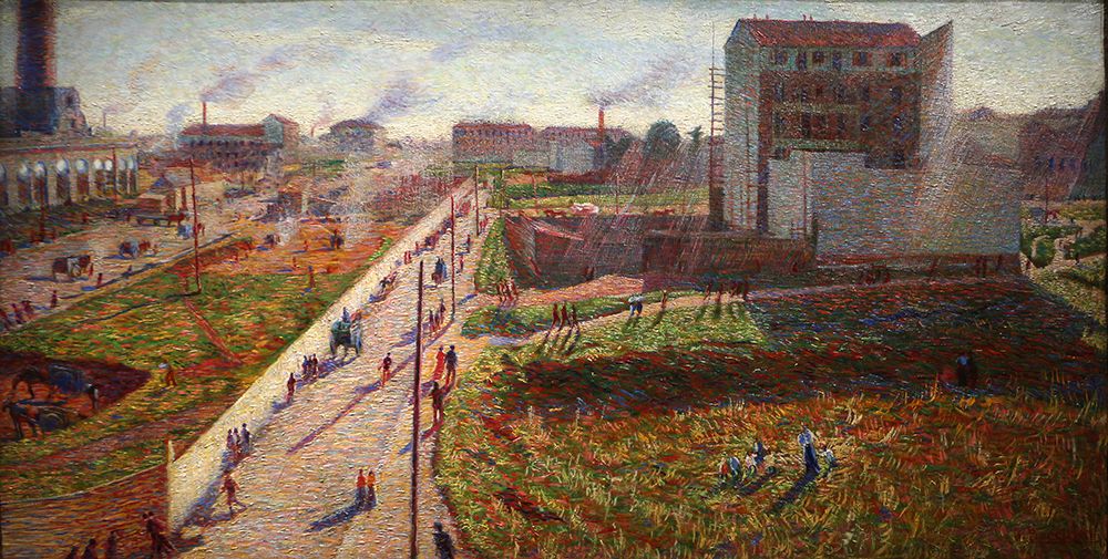 Workshops in Porta Romana, 1910 art print by Umberto Boccioni for $57.95 CAD
