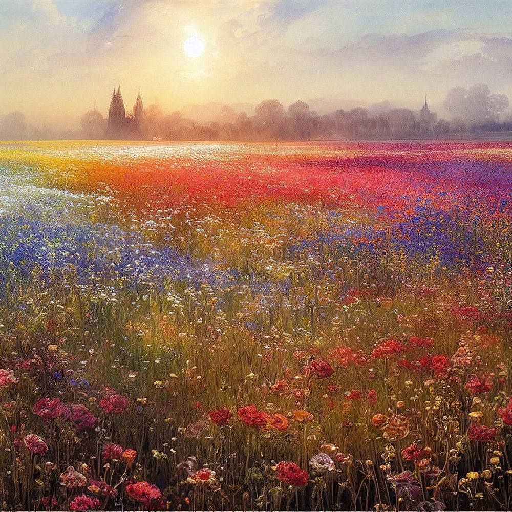 Evening Field of Flowers 1 art print by Alpenglow Workshop for $57.95 CAD