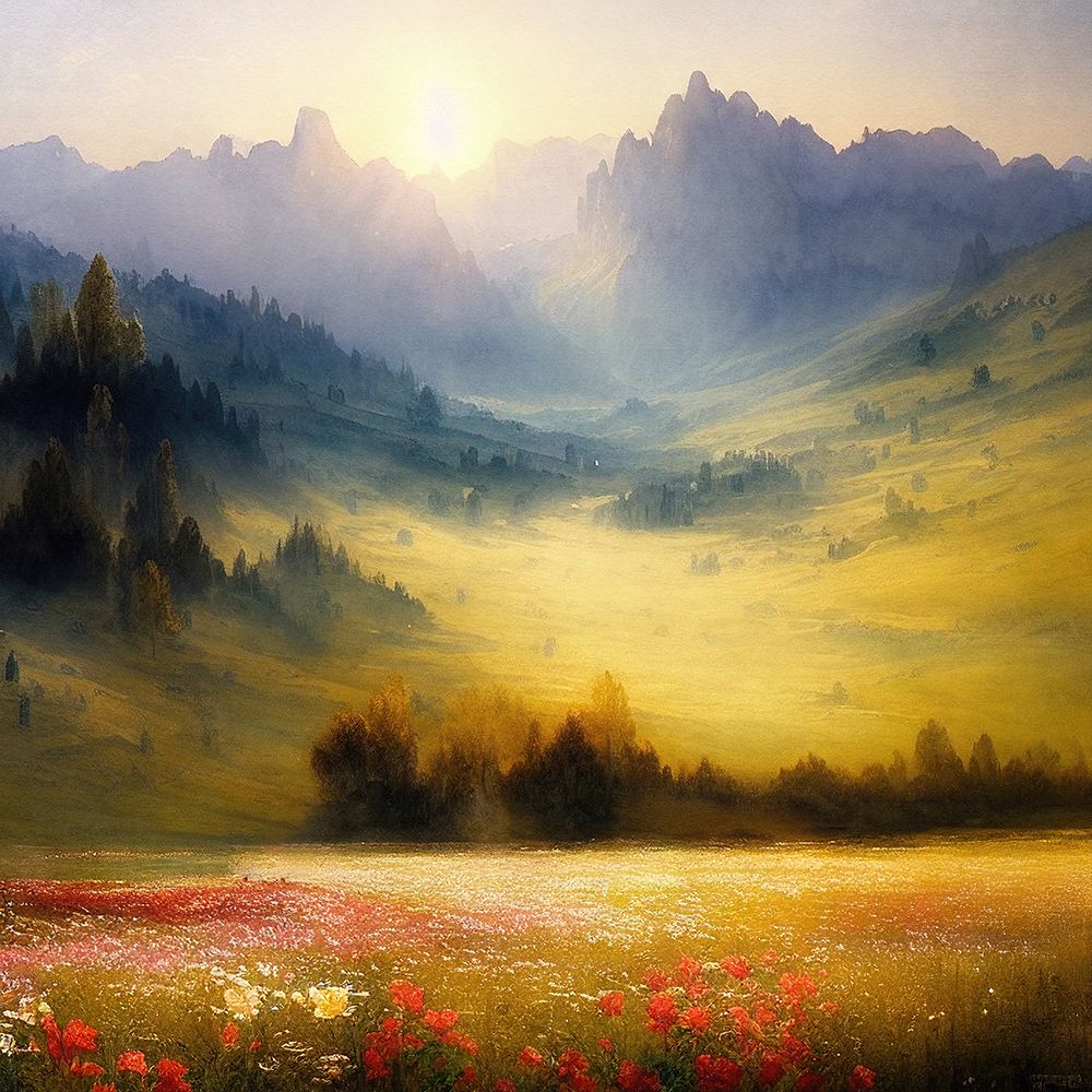 Evening Field of Flowers 3 art print by Alpenglow Workshop for $57.95 CAD