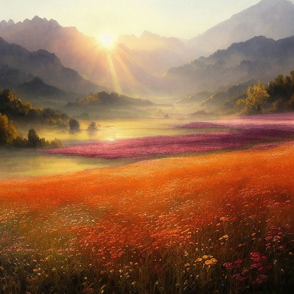 Evening Field of Flowers 4 art print by Alpenglow Workshop for $57.95 CAD