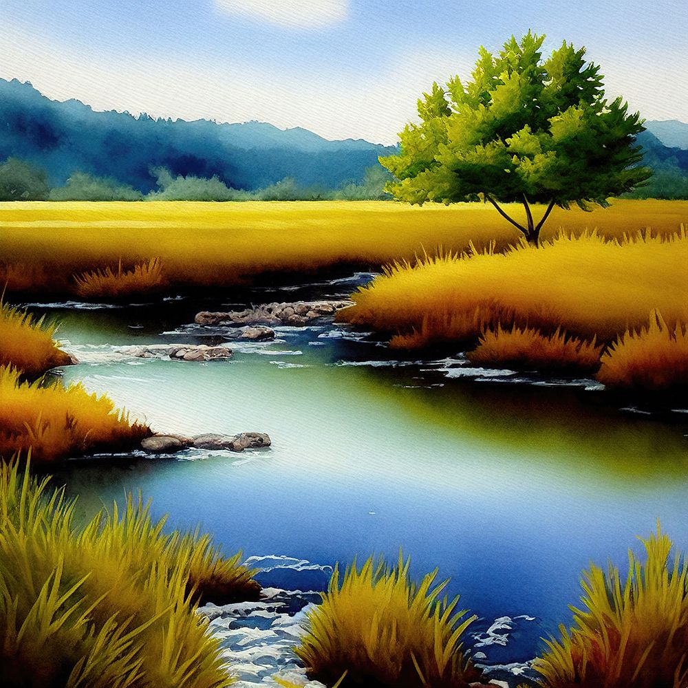 Fall Meadow and Creek art print by Alpenglow Workshop for $57.95 CAD