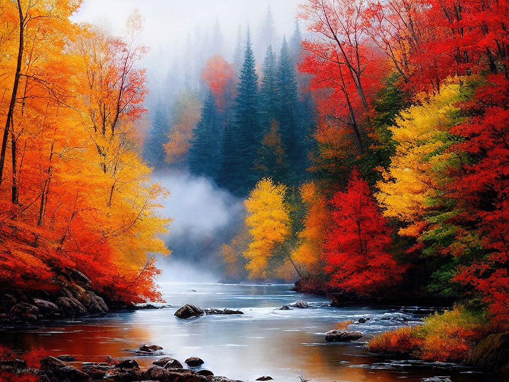Misty Fall Morning 1 art print by Alpenglow Workshop for $57.95 CAD