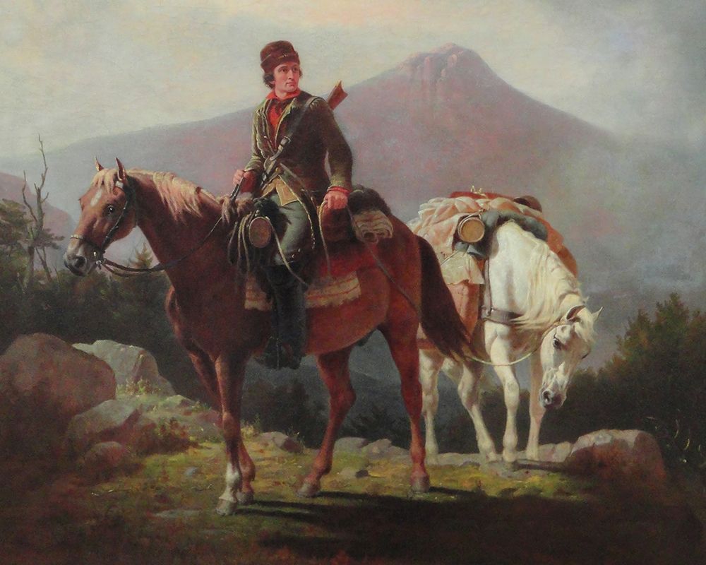 Squire Boone Crossing the Mountain with Stores for his Brother Daniel 1852 art print by William Tylee Ranney for $57.95 CAD
