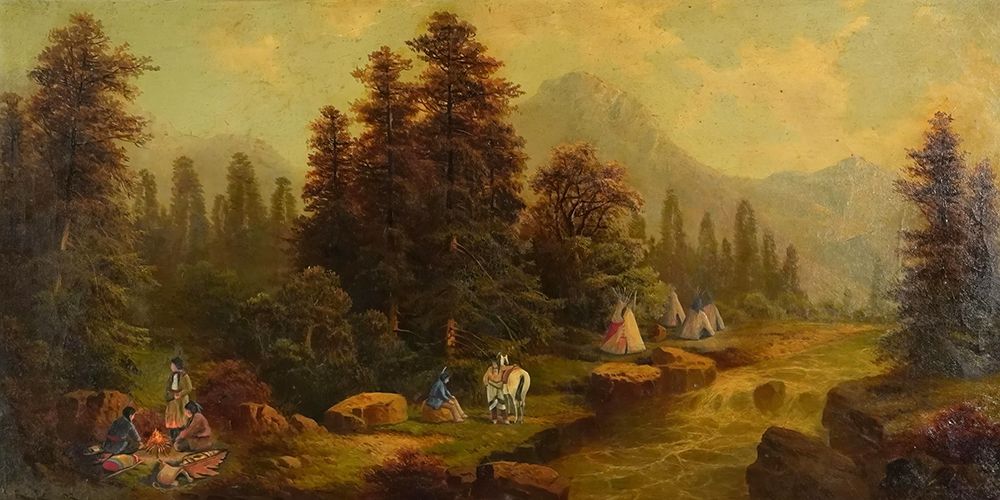 Red Indian Encampment Beside a River art print by Richard Lorenz for $57.95 CAD
