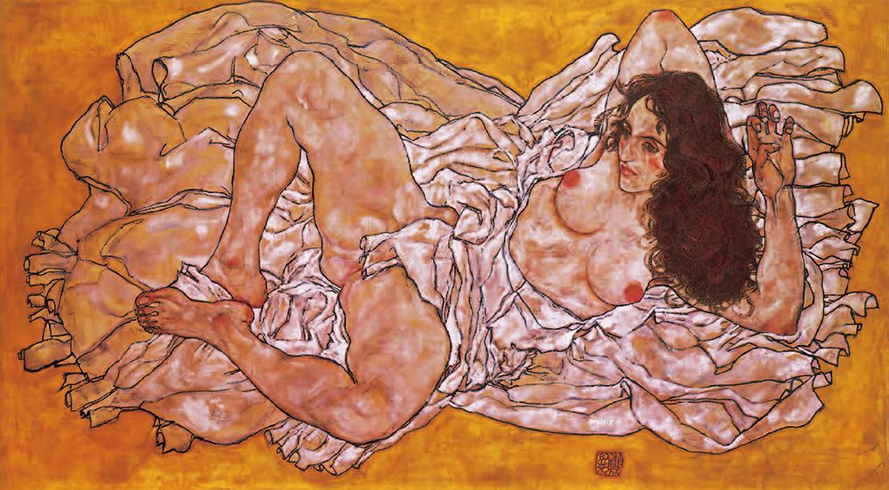 Reclining Woman 1917 art print by Egon Schiele for $57.95 CAD