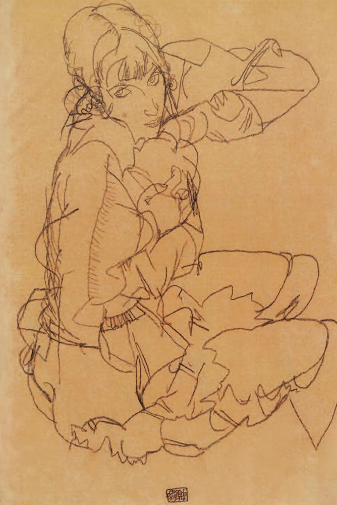 Seated Girl 1914 art print by Egon Schiele for $57.95 CAD