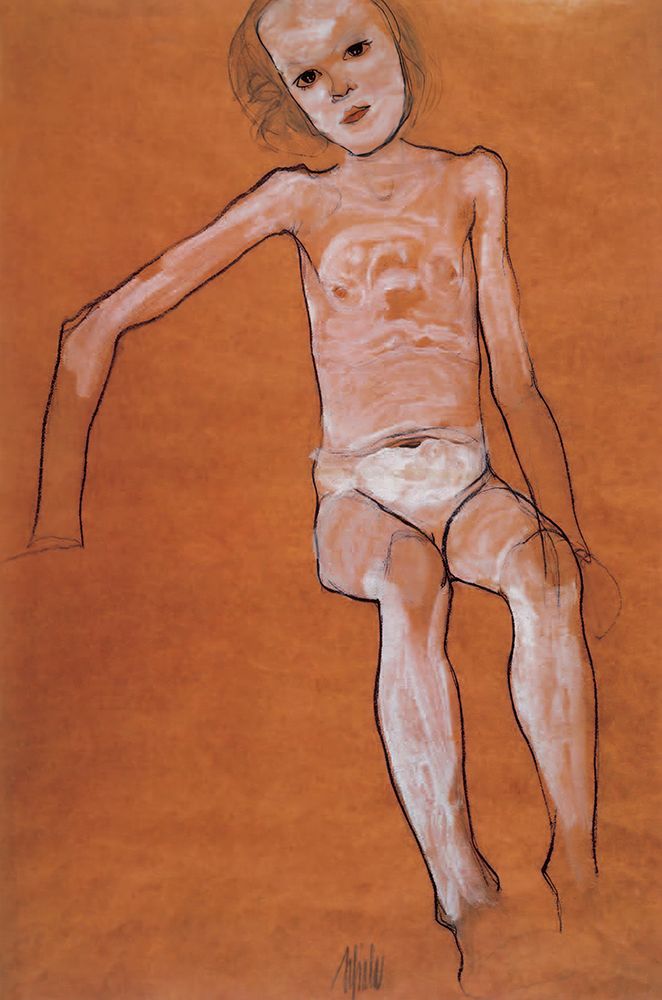 Seated Nude Girl 1910 art print by Egon Schiele for $57.95 CAD