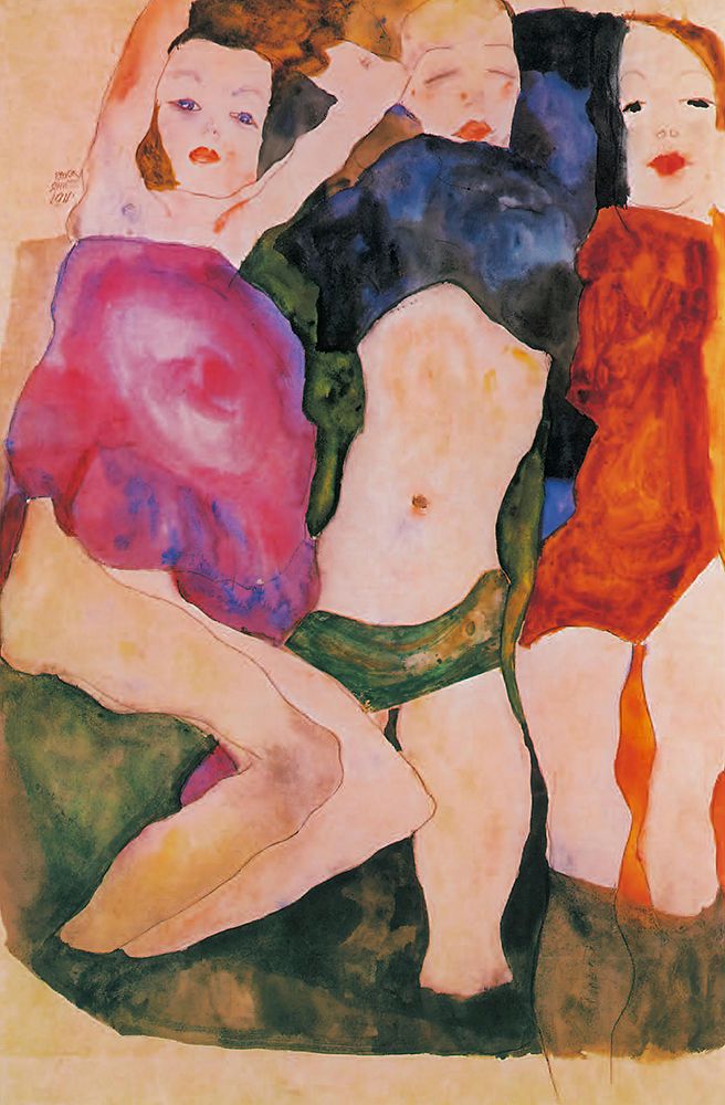 Three Girls 1911 art print by Egon Schiele for $57.95 CAD