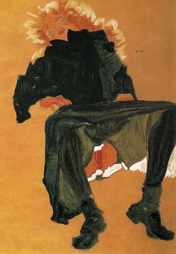 Reclining Girl in Dark Blue Dress 1910 art print by Egon Schiele for $57.95 CAD