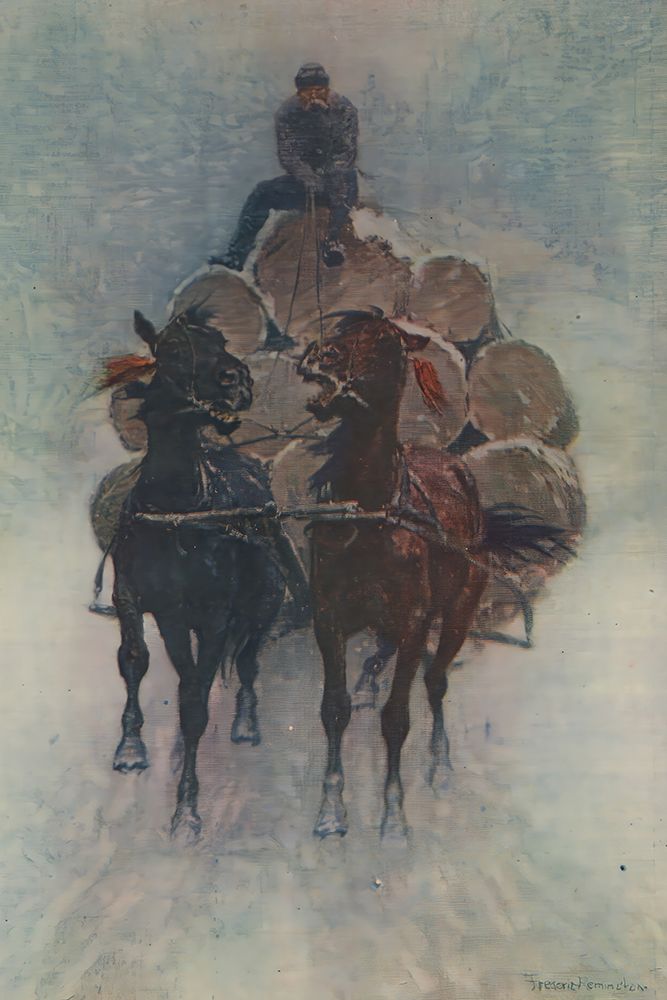 Hauling Logs to the River 1907 art print by Frederic Remington for $57.95 CAD