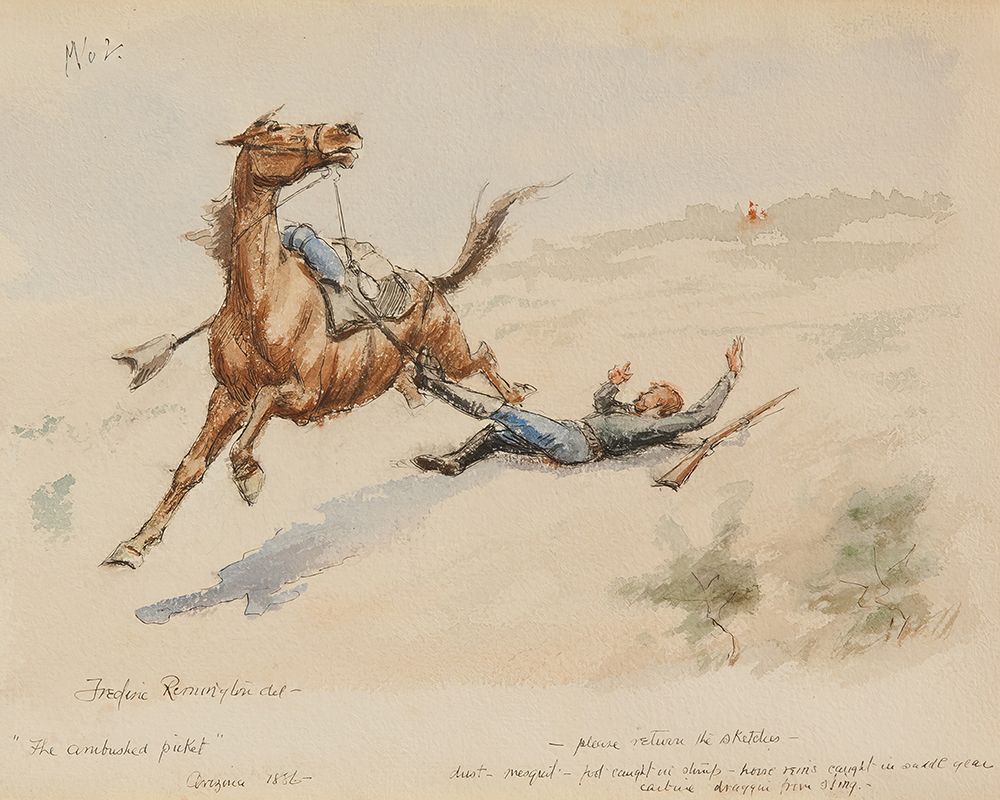 The Ambushed Picket art print by Frederic Remington for $57.95 CAD