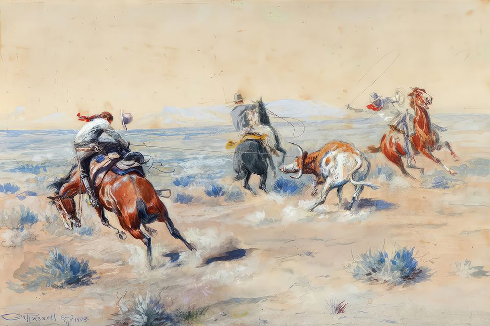 A Loose Cinch art print by Charles Marion Russell for $57.95 CAD
