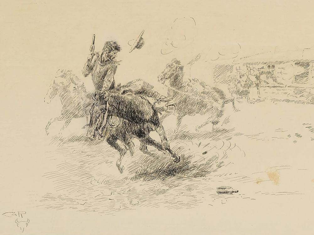 A Shooting Scrape 1911 art print by Charles Marion Russell for $57.95 CAD