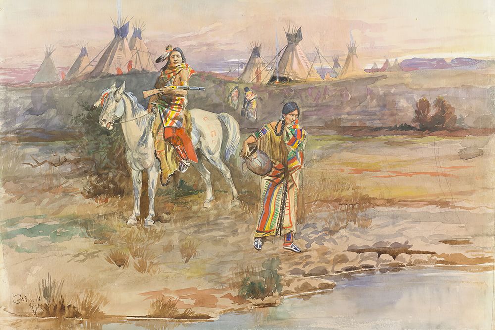 A Piegan Flirtation 1896 art print by Charles Marion Russell for $57.95 CAD